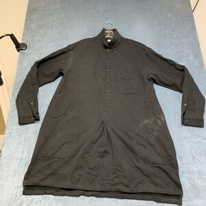 RTH Tunic Shirt Mens XL Black Long Sleeve Chest Pockets Collared High Low Hem